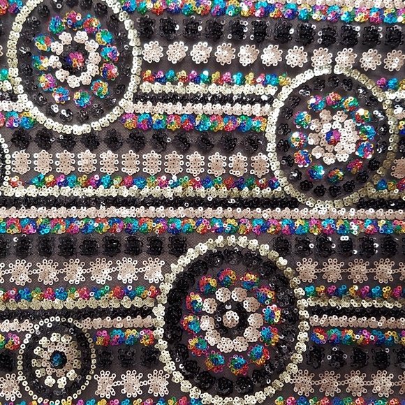 Endless Rose Multicolored Sequined Pencil Skirt Size Small Black Gold Rainbow - Picture 6 of 16